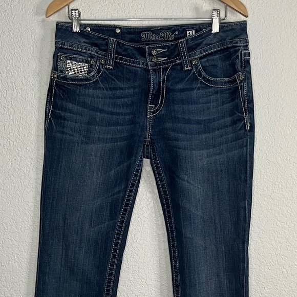 Miss Me Rhinestone embellished pockets boot cut jeans Western Rodeo Casual - Picture 4 of 7